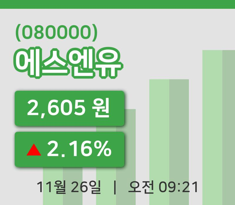 [에스엔유주가] 26일 이시각 현재  2,605원